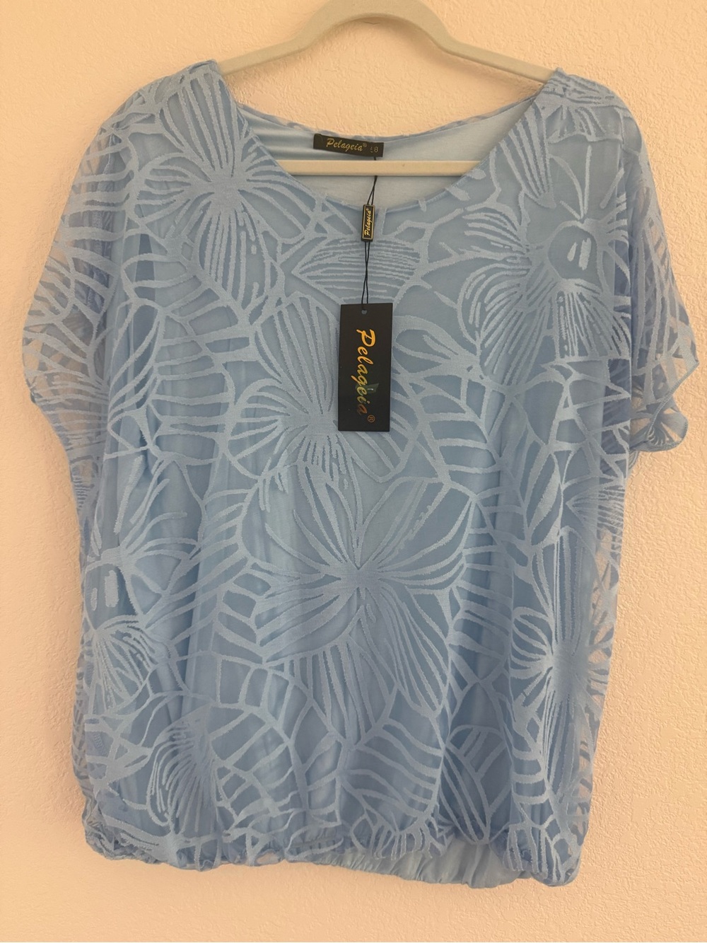 Pelagios Light Blue Floral Burnout Top